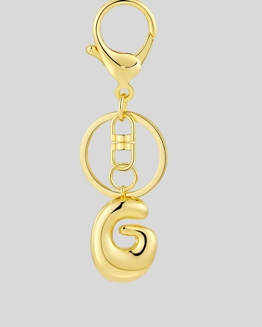 Gold Bubble Initial Keychain