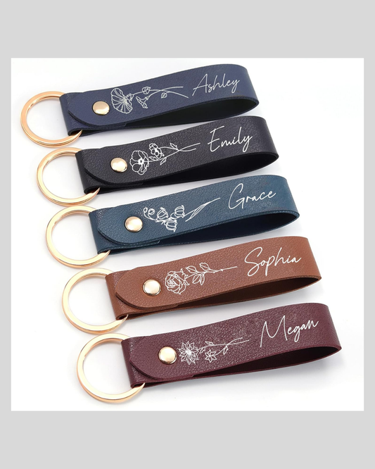 Personalized Flower Key Chain